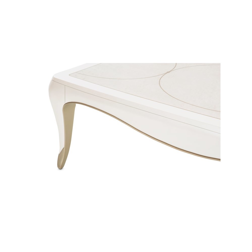 White and Wood Coffee Table – Rectangular Table for Living Room Décor
