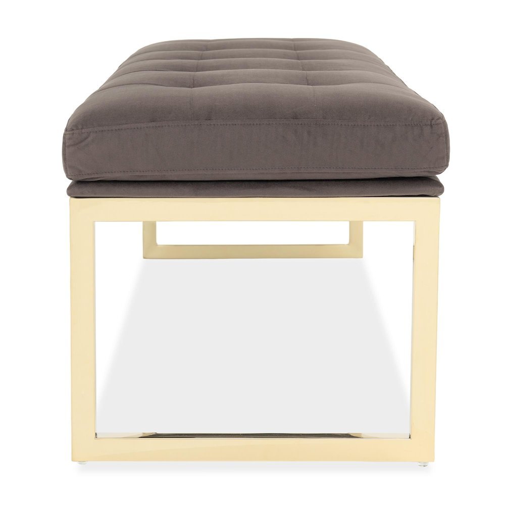 Dahlia Velvet Accent Bench - Chocolate/Gold