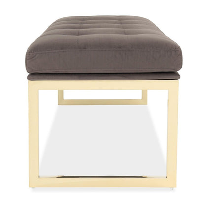 Dahlia Velvet Accent Bench - Chocolate/Gold
