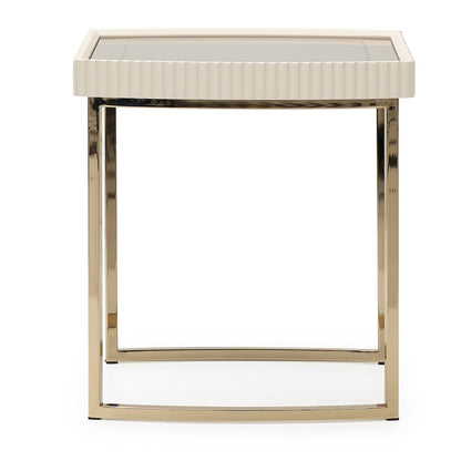 Glass and Metal Side Table with Gold Finish – Elegant Glass Top End Table