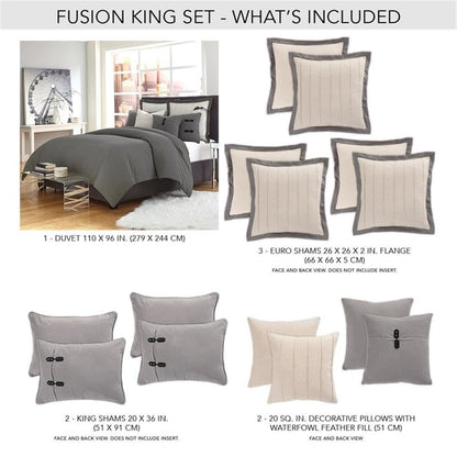 Fusion 8-Piece King Duvet Set - Gray