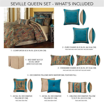 Seville 9-Piece Queen Comforter Set - Honey