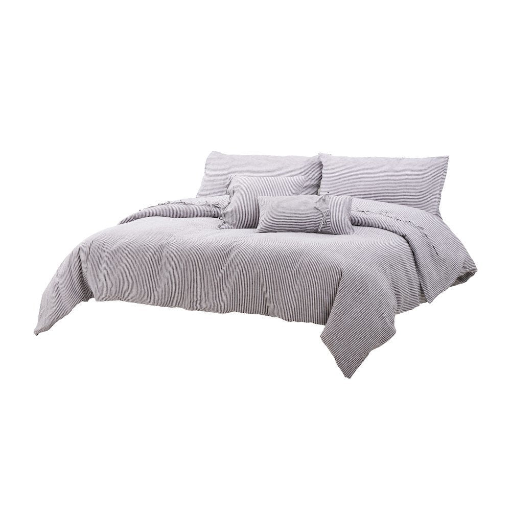 Grant 5-Piece King Linen Duvet Set - Charcoal