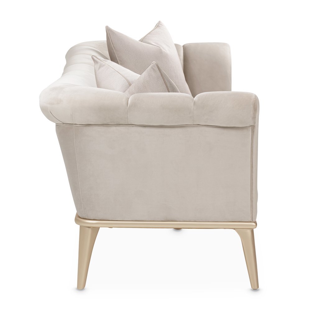 Beige Velvet Sofa for Living Room – Elegant 3 Seater 100 Inch Couch