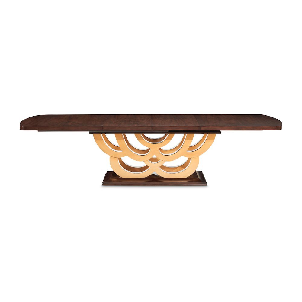 Camellia Field Rectangular Pedestal Dining Table - Warm Pecan