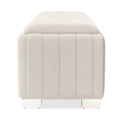 Amaryllis Velvet Accent Bench - Taupe/Chrome