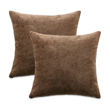 The Smith 20" Square Chenille Pillow, Set of 2 - Chocolate