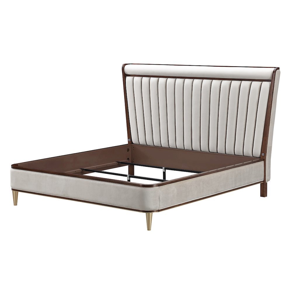 Houston Eastern King Channel Tufted Panel Bed - Porcini/Walnut