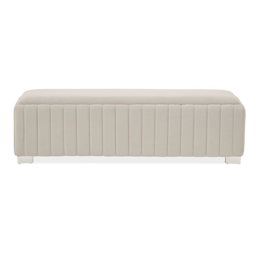 Amaryllis Velvet Accent Bench - Taupe/Chrome