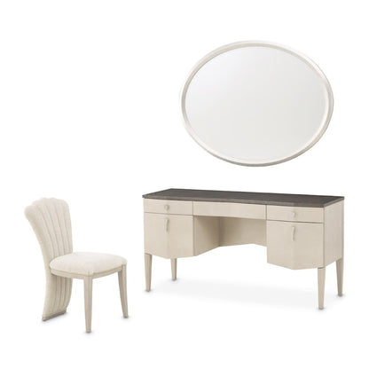 Fantosini Vanity Set with Mirror & Chair - Silver Mist