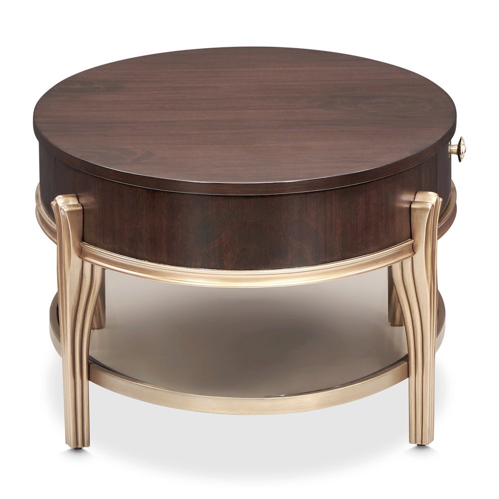Camellia Field Oval Cocktail Table - Warm Pecan