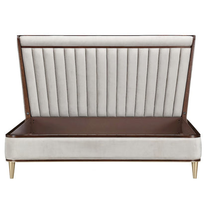 Houston Eastern King Channel Tufted Panel Bed - Porcini/Walnut