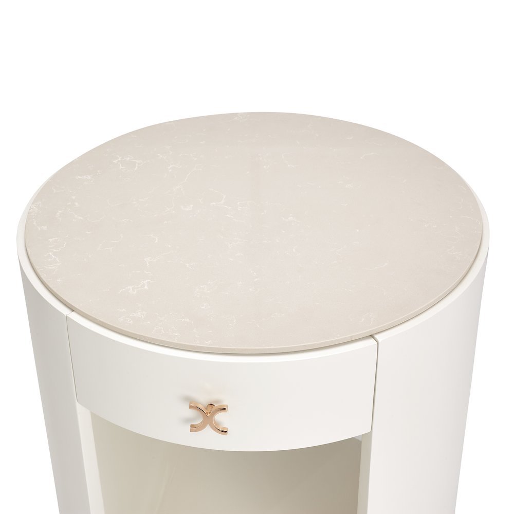 La Rachelle Round End Table  - Champagne
