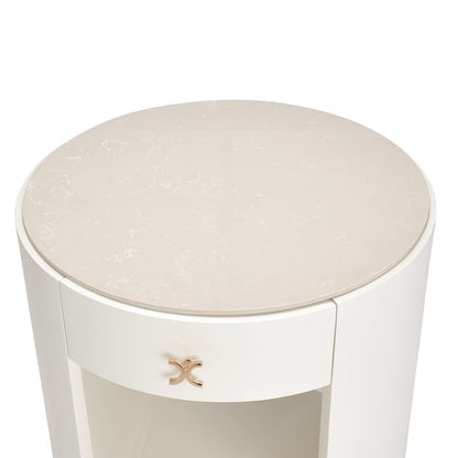 La Rachelle Round End Table  - Champagne