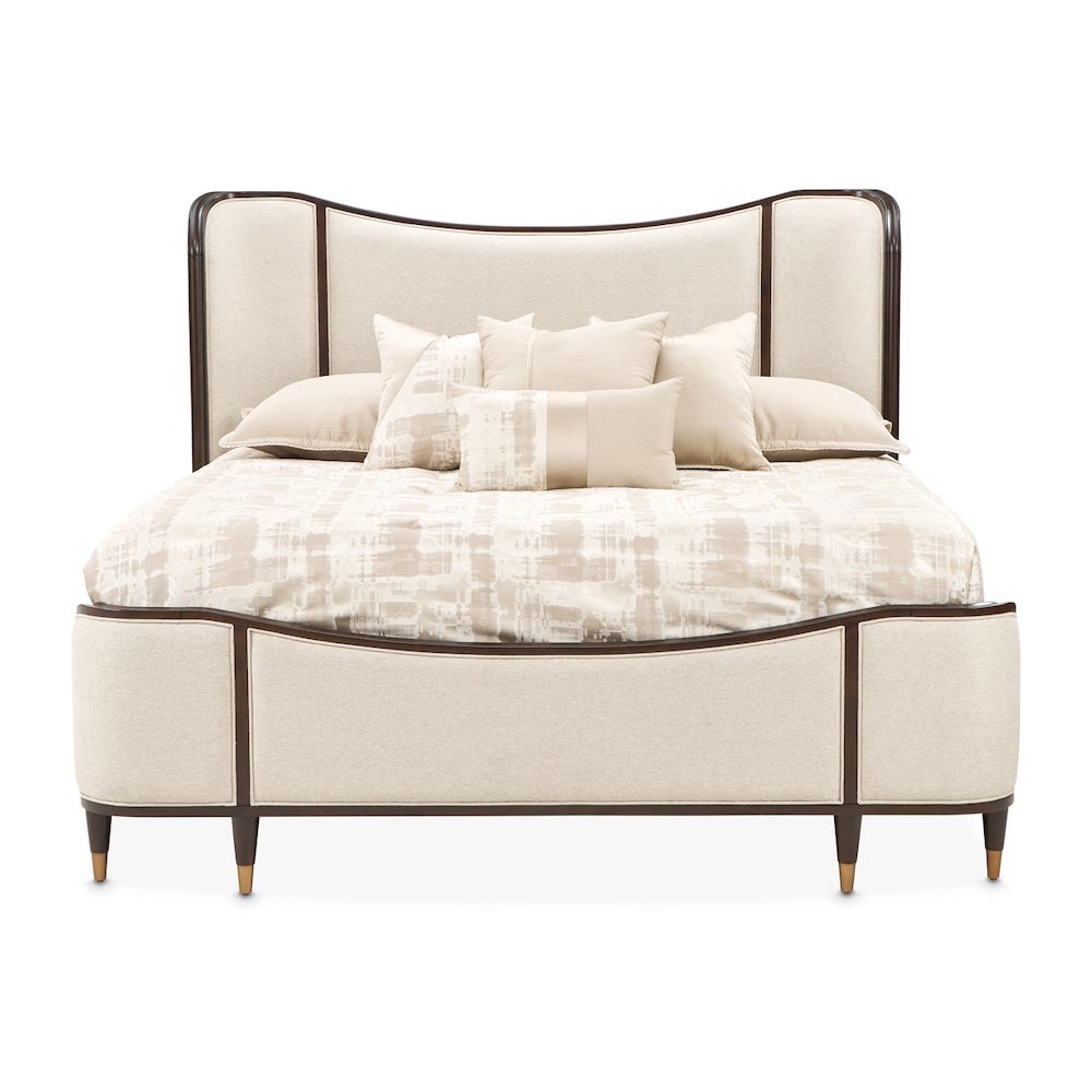 Camellia Field Queen Upholstered Bed - Warm Pecan