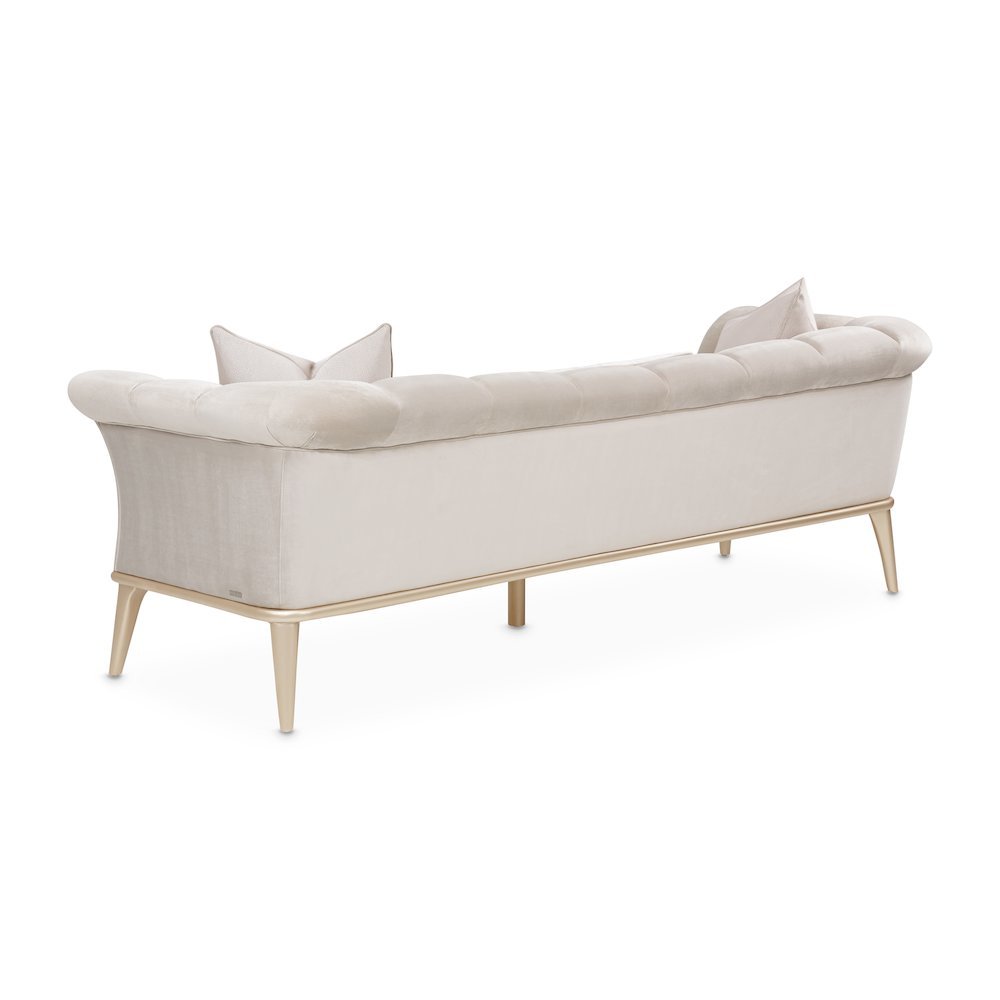 Beige Velvet Sofa for Living Room – Elegant 3 Seater 100 Inch Couch