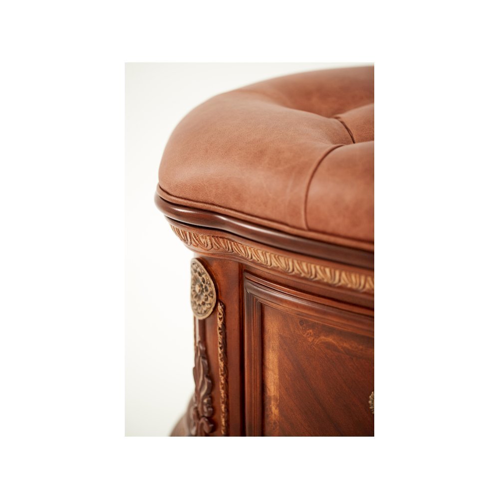 Cortina Leather Bedside Bench - Honey Walnut