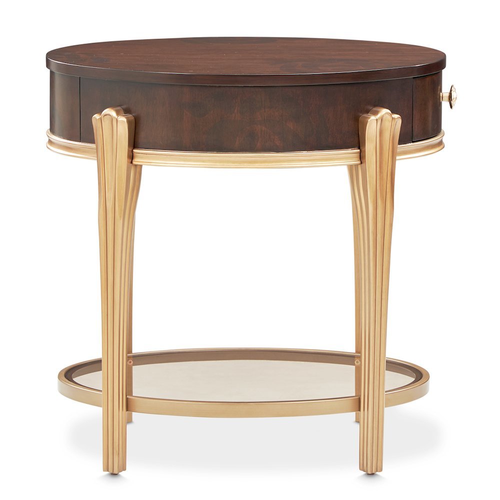 Camellia Field End Table with Drawer - Warm Pecan