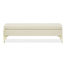 Zennia Velvet Accent Bench - Ivory/Gold