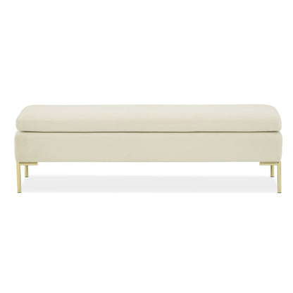 Zennia Velvet Accent Bench - Ivory/Gold