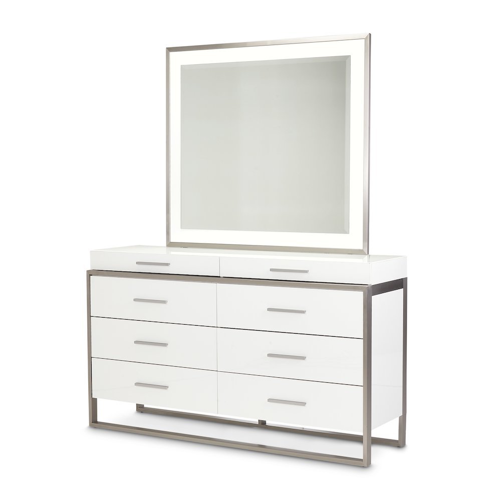 Marquee Dresser with Mirror - Cloud White