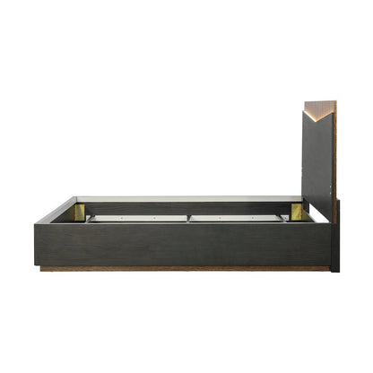 Kayner Eastern King Bed with LED Lights - Charcoal
