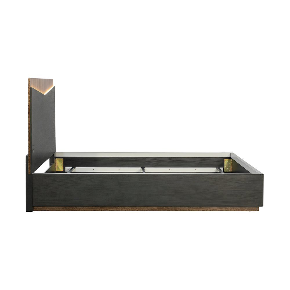 Kayner Eastern King Bed with LED Lights - Charcoal