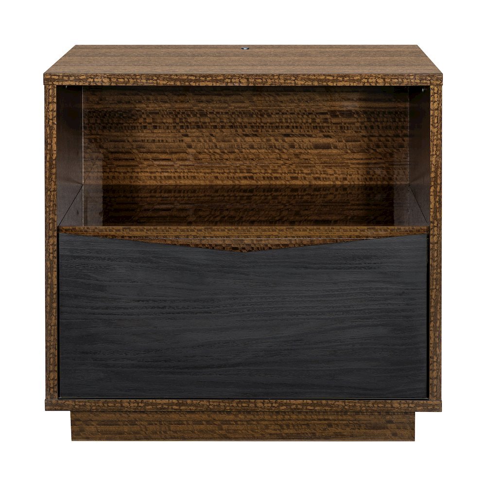 Kayner 1-Drawer Nightstand with LED Lights - Charcoal