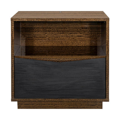 Kayner 1-Drawer Nightstand with LED Lights - Charcoal