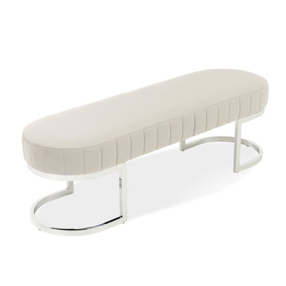 Orchid Velvet Accent Bench - Gray/Chrome