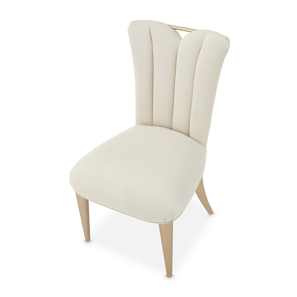 Elegant Upholstered Dining Chairs Set of 2 – Champagne Finished Side Chairs