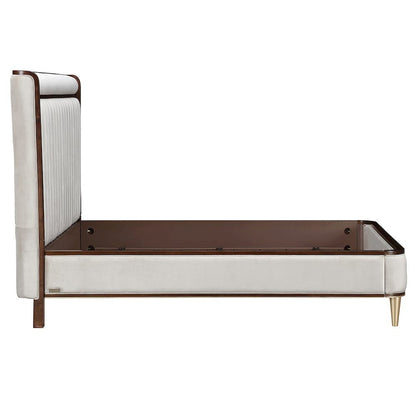 Houston Eastern King Channel Tufted Panel Bed - Porcini/Walnut