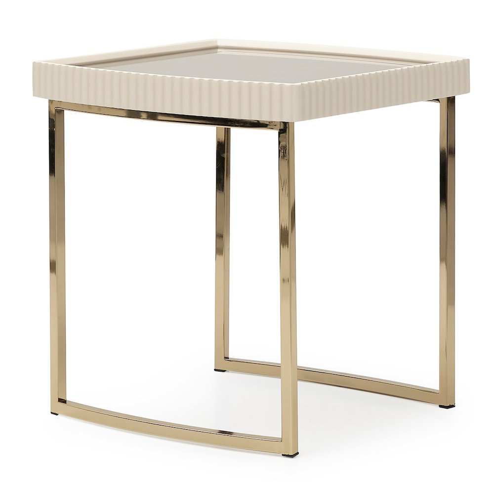 Glass and Metal Side Table with Gold Finish – Elegant Glass Top End Table