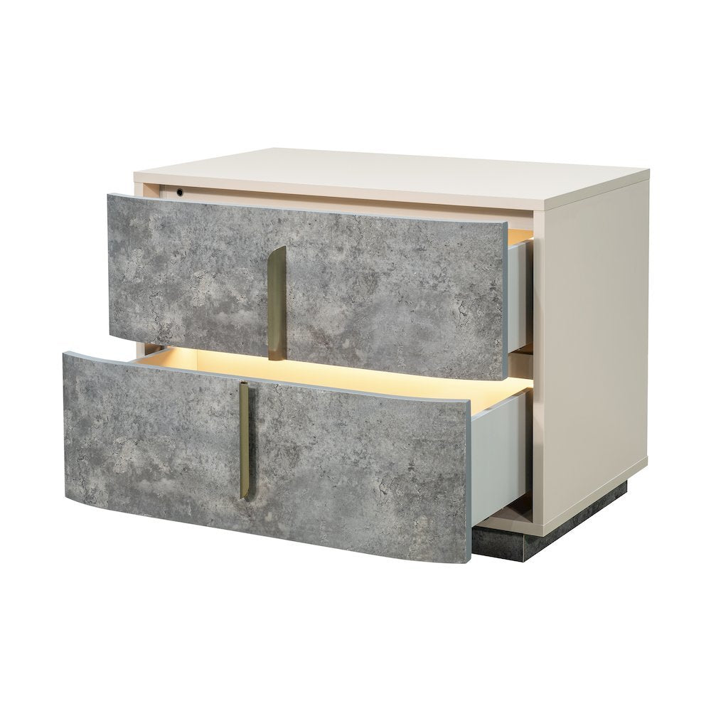 Pavira 2-Drawer Nightstand - Stone