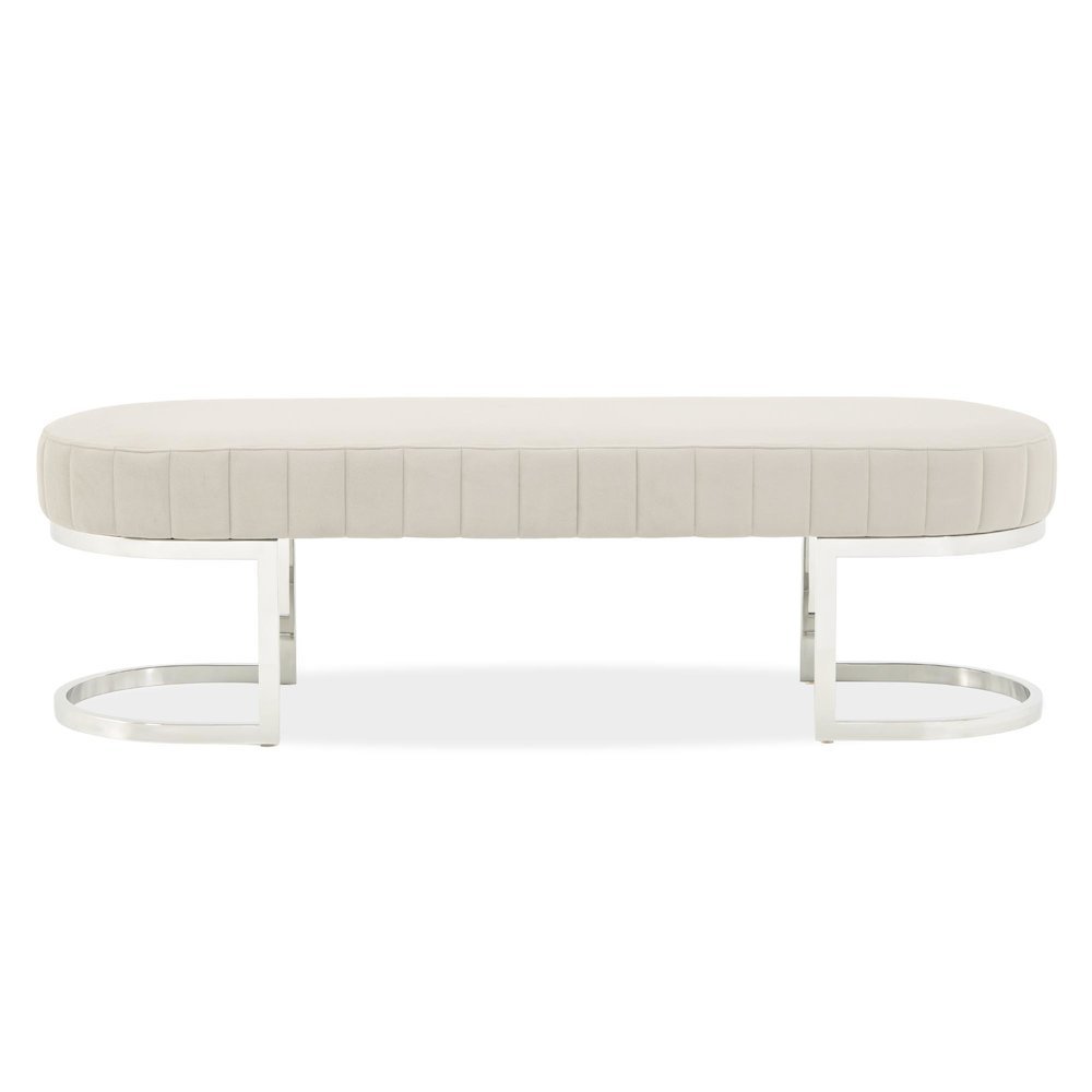 Orchid Velvet Accent Bench - Gray/Chrome