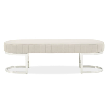 Orchid Velvet Accent Bench - Gray/Chrome