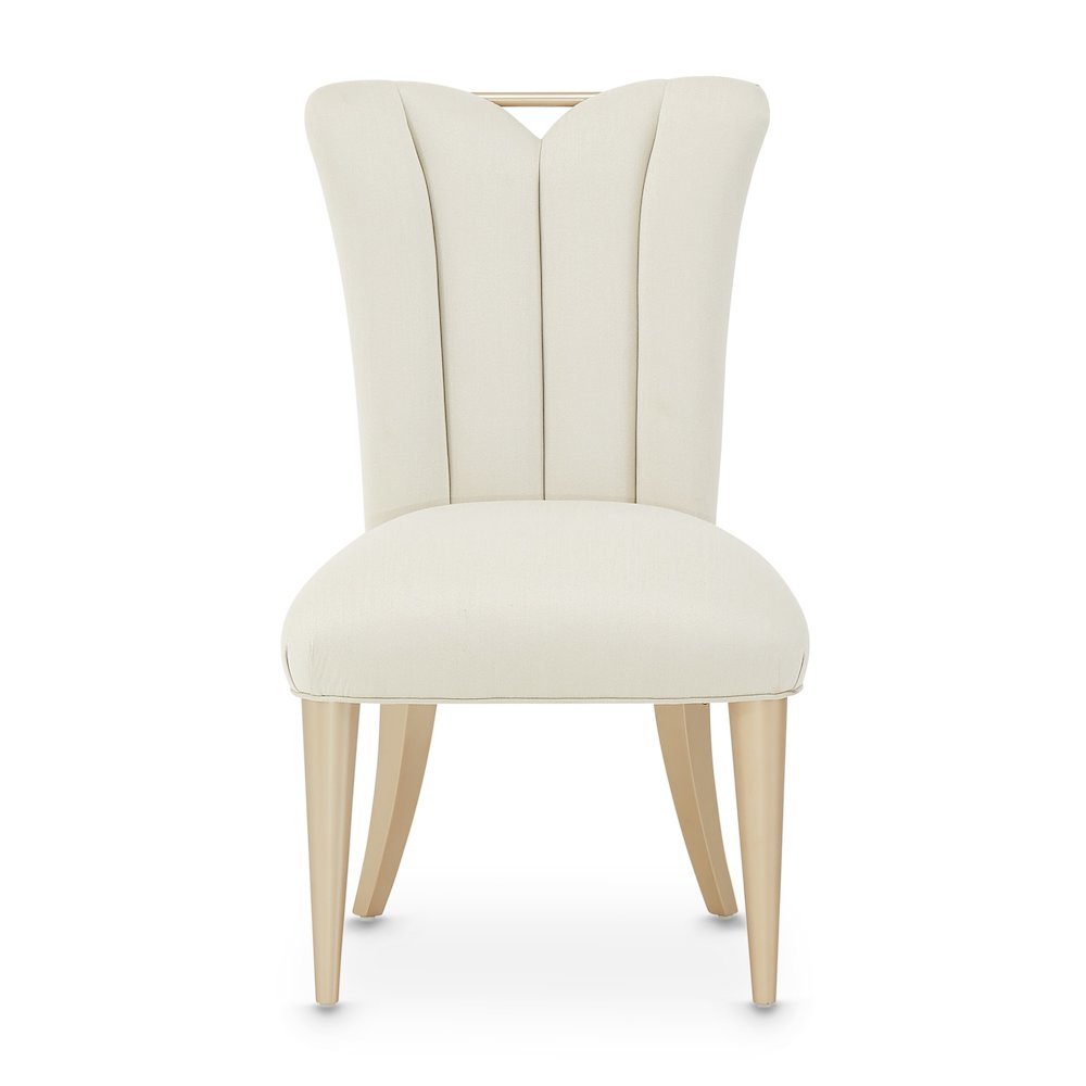 Elegant Upholstered Dining Chairs Set of 2 – Champagne Finished Side Chairs