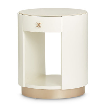 La Rachelle Round End Table  - Champagne