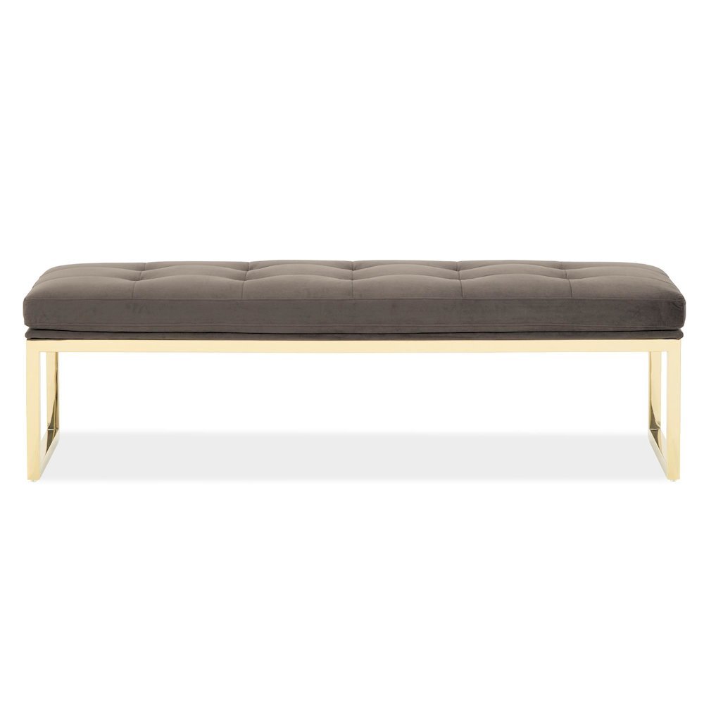 Dahlia Velvet Accent Bench - Chocolate/Gold