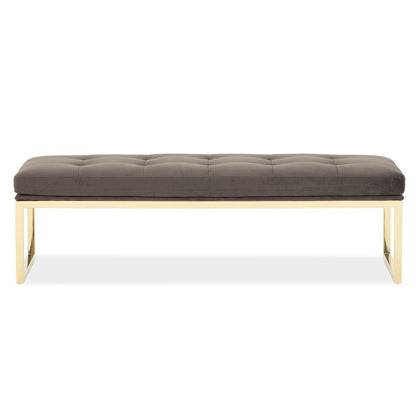 Dahlia Velvet Accent Bench - Chocolate/Gold
