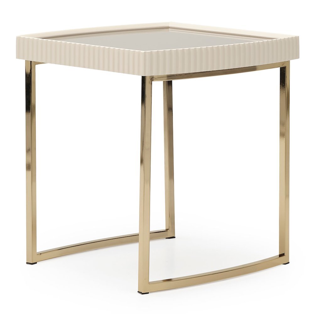Glass and Metal Side Table with Gold Finish – Elegant Glass Top End Table