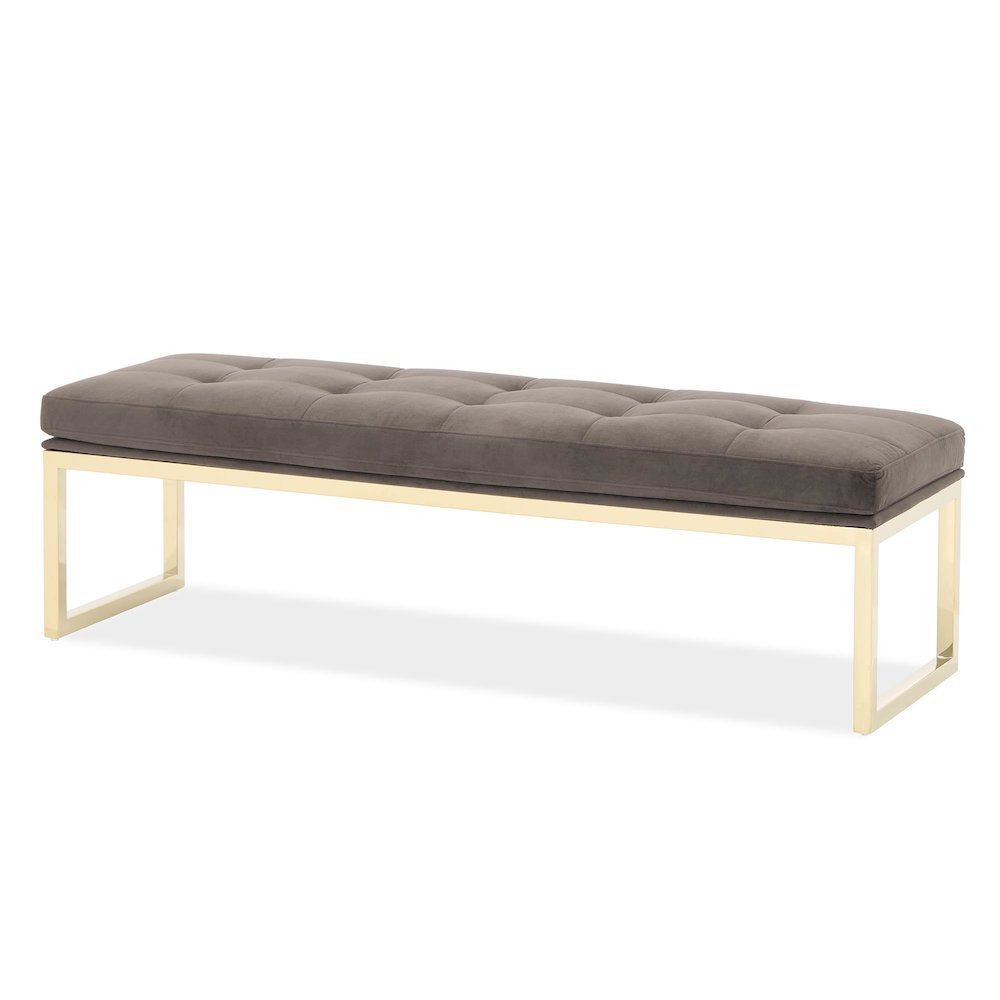 Dahlia Velvet Accent Bench - Chocolate/Gold