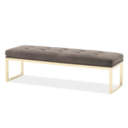 Dahlia Velvet Accent Bench - Chocolate/Gold
