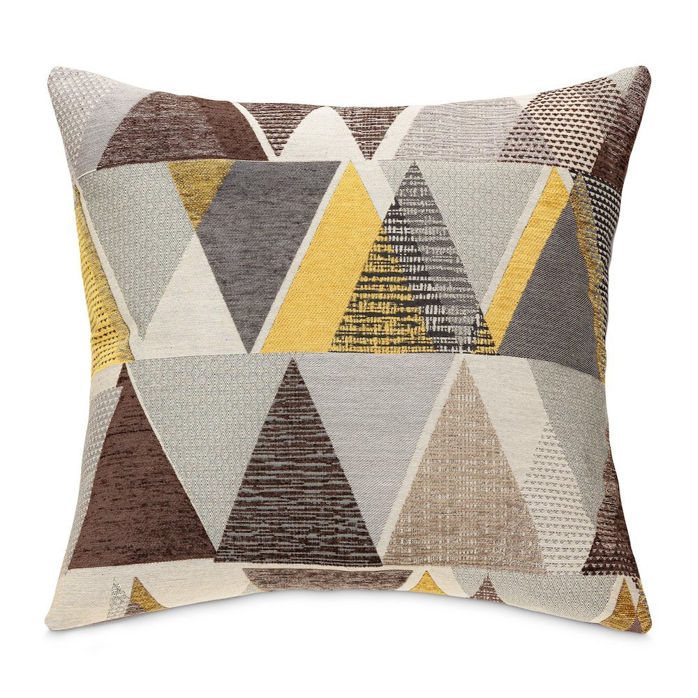 Serenade Knox 20" Square Chenille Pillow, Set of 2 - Gray/Citrine