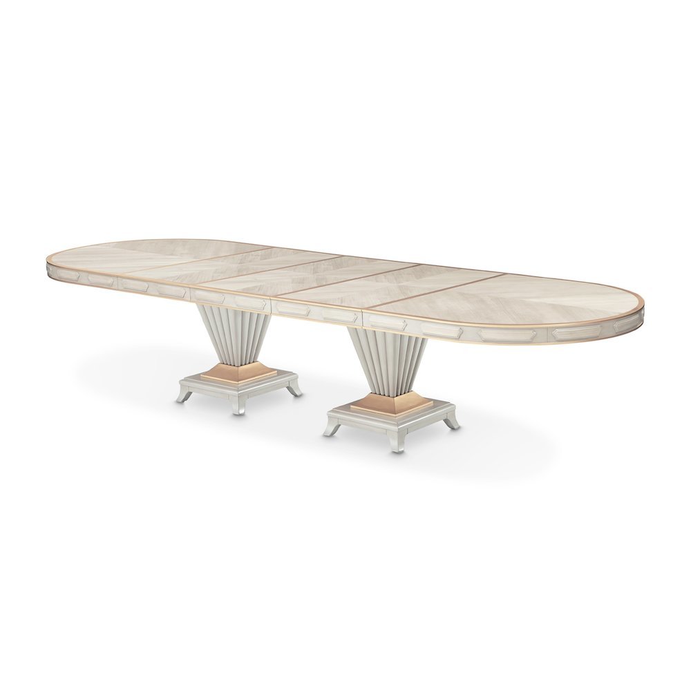 St. Charles Double Pedestal Dining Table -  Dove Gray