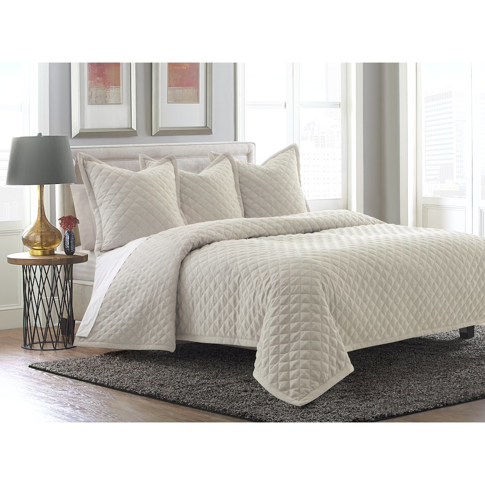 Aragoza 3-Piece Queen Quilt Set - Cream