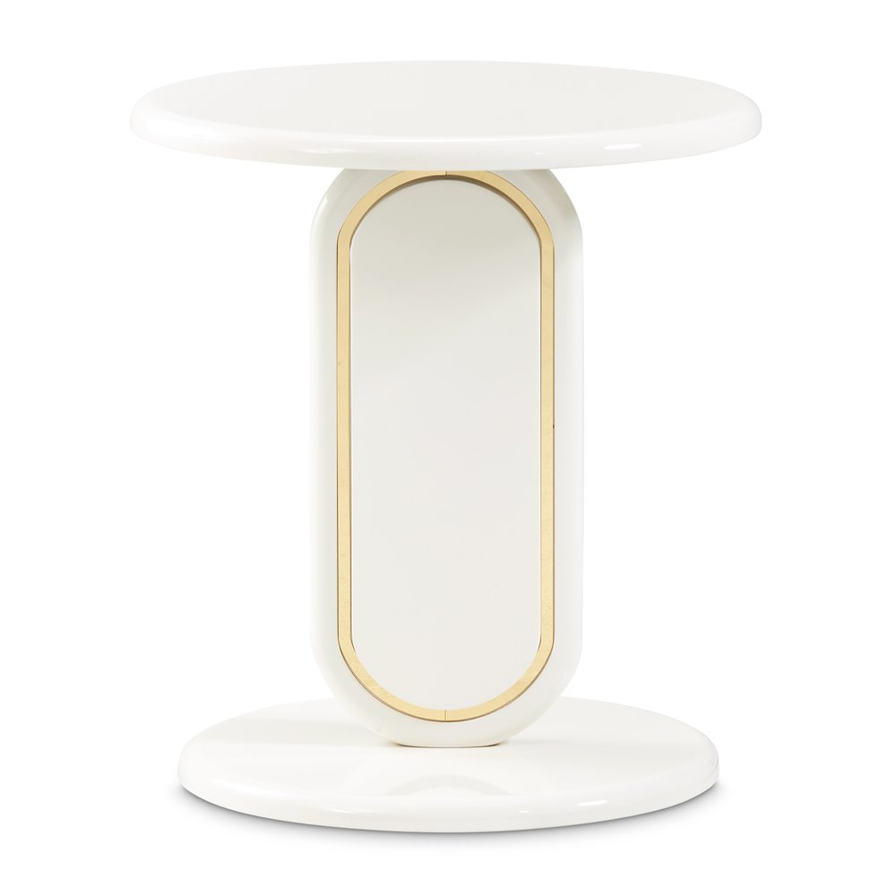 Sassani Accent Table - Pearl White/Gold