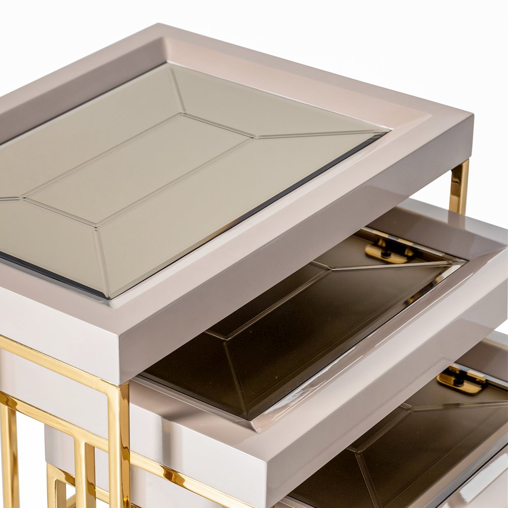 Carmela Nesting Tables, Set of 3 - Shimmer Ivory