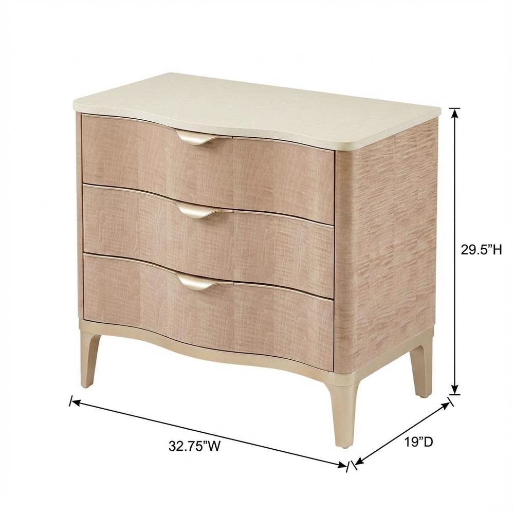 Blush Nightstand with Marble Top and Modern Design for Bedroom Storage