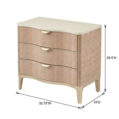 Blush Nightstand with Marble Top and Modern Design for Bedroom Storage
